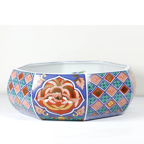 Vintage Andrea By Sadek Japan Porcelain Imari Gilded Octagonal 8in Shallow Bowl - Picture 3 of 8